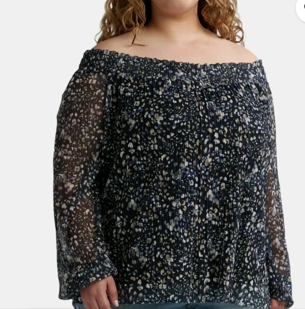 Plus 3X 24W-26W Lined On/Off Shoulder Top New - Picture 8 of 8